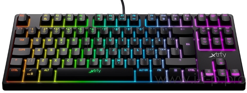 Игровая клавиатура Xtrfy K4 TKL чёрная (Kailh Red switches, USB, RGB подсветка)