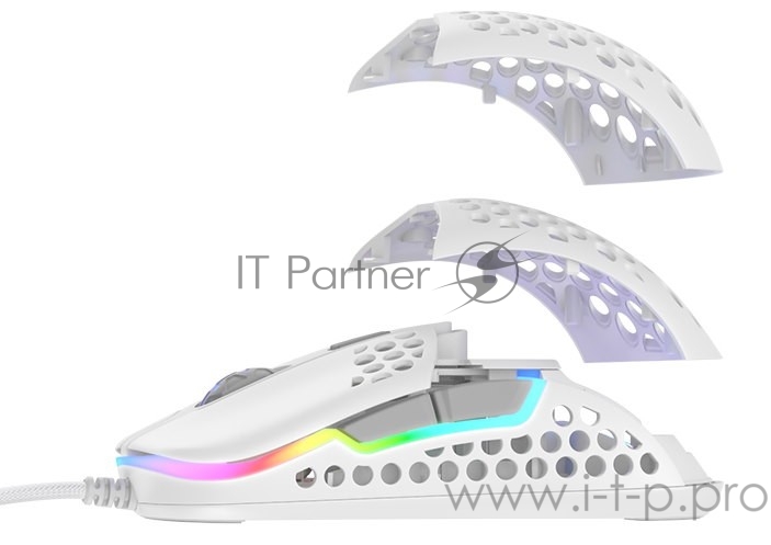 Игровая мышь Xtrfy M42 белая (5 кнопок, OMRON, Pixart 3389, 16000 dpi, RGB подсветка, USB)