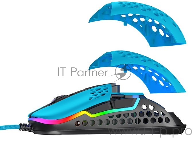 Игровая мышь Xtrfy M42 голубая (5 кнопок, OMRON, Pixart 3389, 16000 dpi, RGB подсветка, USB)