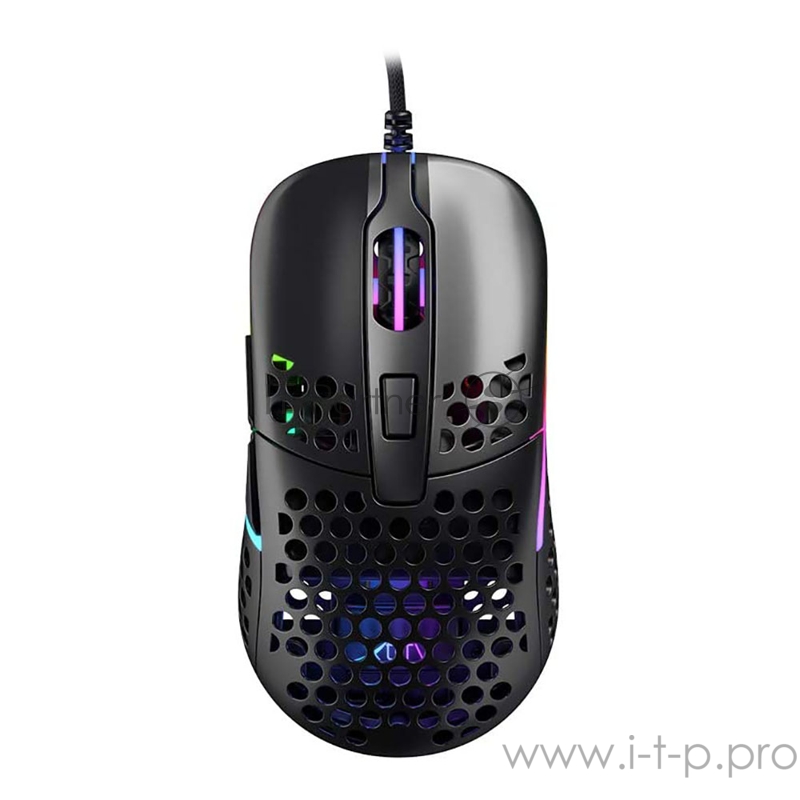 Игровая мышь чёрная Xtrfy M42 (5 кнопок, OMRON, Pixart 3389, 16000 dpi, RGB подсветка, USB)