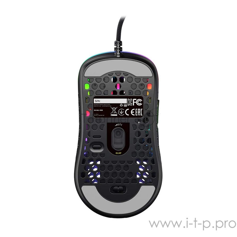 Игровая мышь чёрная Xtrfy M42 (5 кнопок, OMRON, Pixart 3389, 16000 dpi, RGB подсветка, USB)