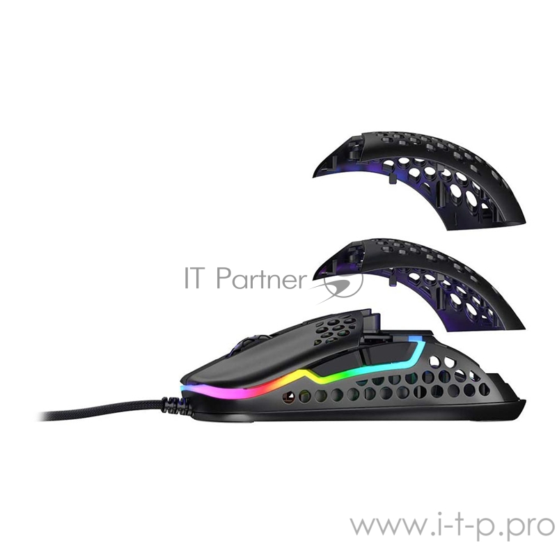 Игровая мышь чёрная Xtrfy M42 (5 кнопок, OMRON, Pixart 3389, 16000 dpi, RGB подсветка, USB)