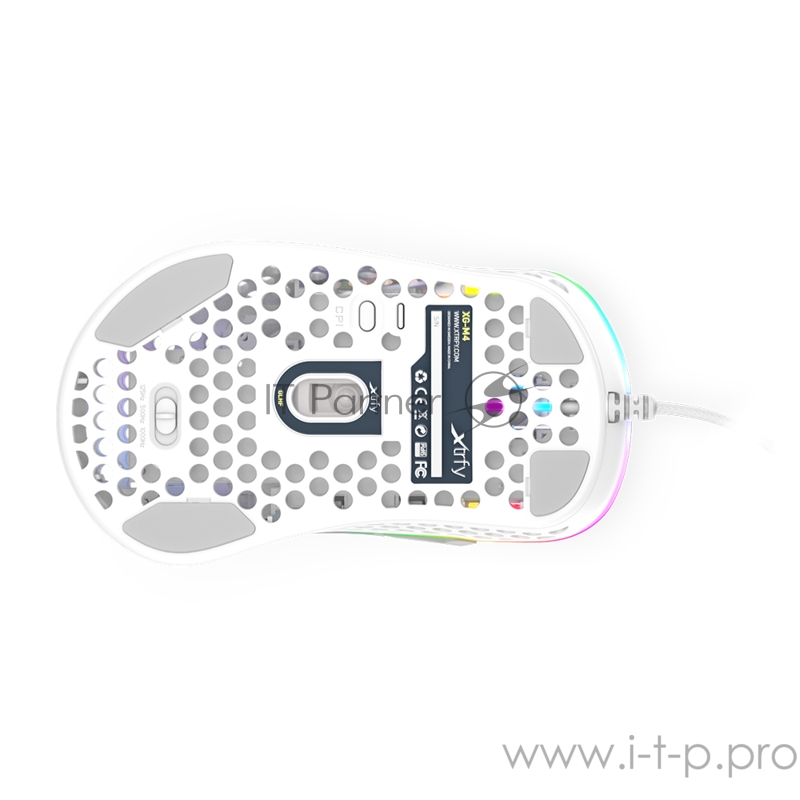 Игровая мышь Xtrfy M4 белая (5 кнопок, OMRON, Pixart 3389, 16000 dpi, RGB подсветка, USB)