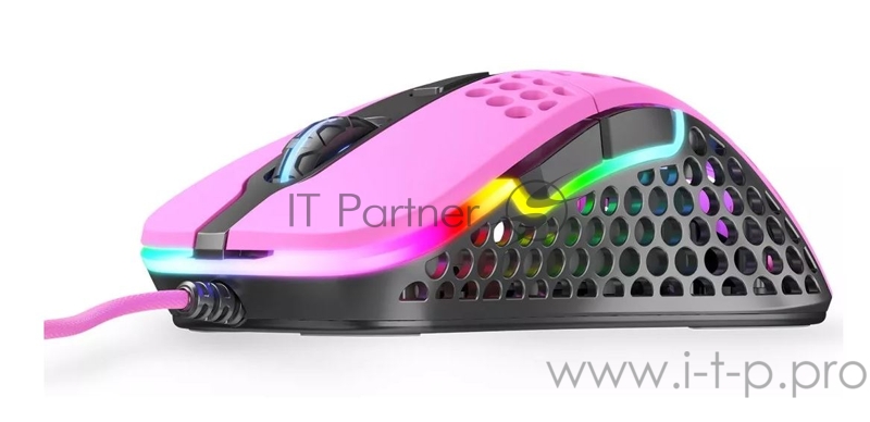Игровая мышь Xtrfy M4 розовая (5 кнопок, OMRON, Pixart 3389, 16000 dpi, RGB подсветка, USB)