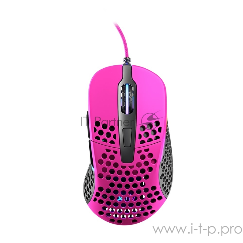 Игровая мышь Xtrfy M4 розовая (5 кнопок, OMRON, Pixart 3389, 16000 dpi, RGB подсветка, USB)