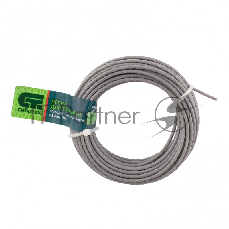 Леска СИБРТЕХ для триммера квадратная витая, армир. алюминием, 3,0 мм х 10 м, Россия 962005