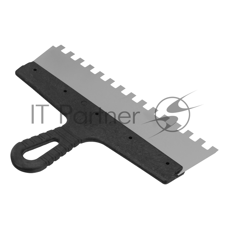 Шпатель СИБРТЕХ из нержавеющей стали, 300 мм зуб 10х10 мм пластмассовая ручка 85501