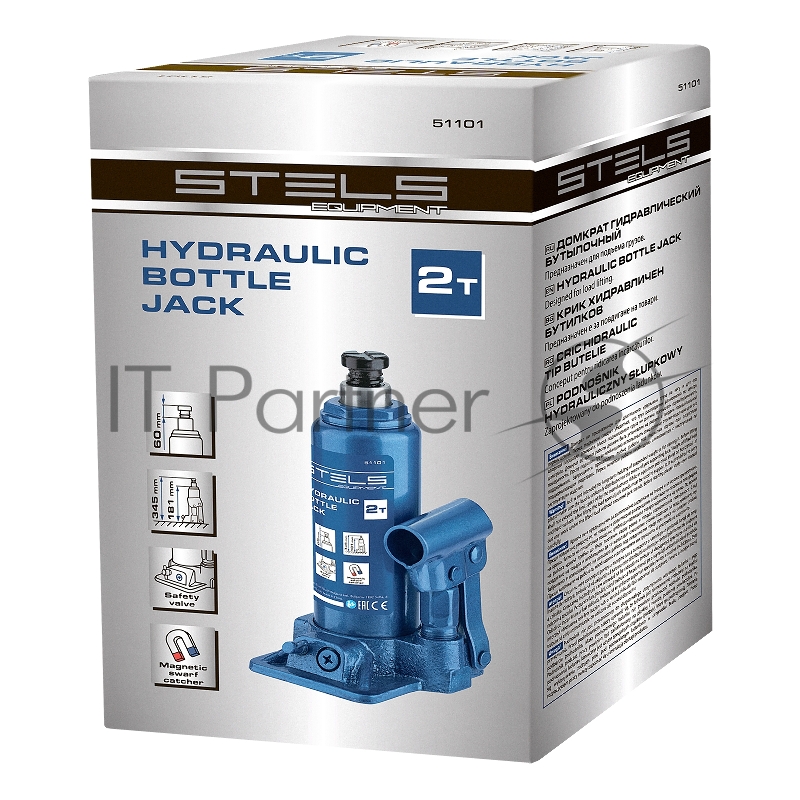 Домкрат механический бутылочный STELS, 2 т, h подъема 160–325 мм 50101