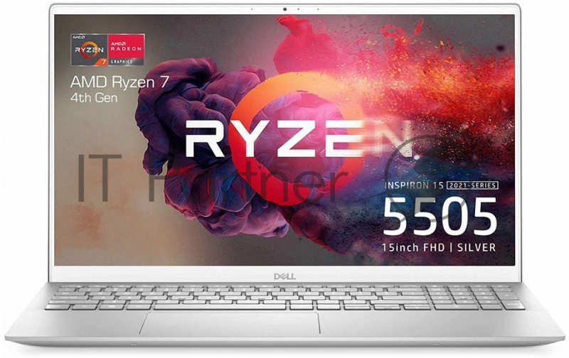 Ноутбук Dell Inspiron 5505 15.6(1920x1080 (матовый) WVA)/AMD Ryzen 7 4700U(2Ghz)/8192Mb/512SSDGb/no Radeon/Cam/BT/WiFi/war 1y/Platnum silver/ Win 10 Home