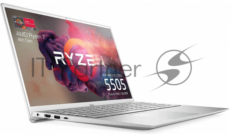 Ноутбук Dell Inspiron 5505 15.6(1920x1080 (матовый) WVA)/AMD Ryzen 7 4700U(2Ghz)/8192Mb/512SSDGb/no Radeon/Cam/BT/WiFi/war 1y/Platnum silver/ Win 10 Home