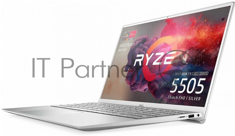 Ноутбук Dell Inspiron 5505 15.6(1920x1080 (матовый) WVA)/AMD Ryzen 7 4700U(2Ghz)/8192Mb/512SSDGb/no Radeon/Cam/BT/WiFi/war 1y/Platnum silver/ Win 10 Home