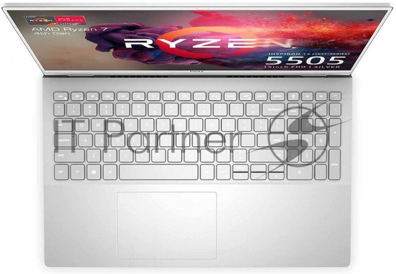 Ноутбук Dell Inspiron 5505 15.6(1920x1080 (матовый) WVA)/AMD Ryzen 7 4700U(2Ghz)/8192Mb/512SSDGb/no Radeon/Cam/BT/WiFi/war 1y/Platnum silver/ Win 10 Home
