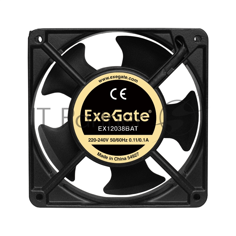 Вентилятор 220В ExeGate EX289019RUS EX12038BAT (120x120x38 мм, 2-Ball (двойной шарикоподшипник), клеммы, 2700RPM, 43dBA)