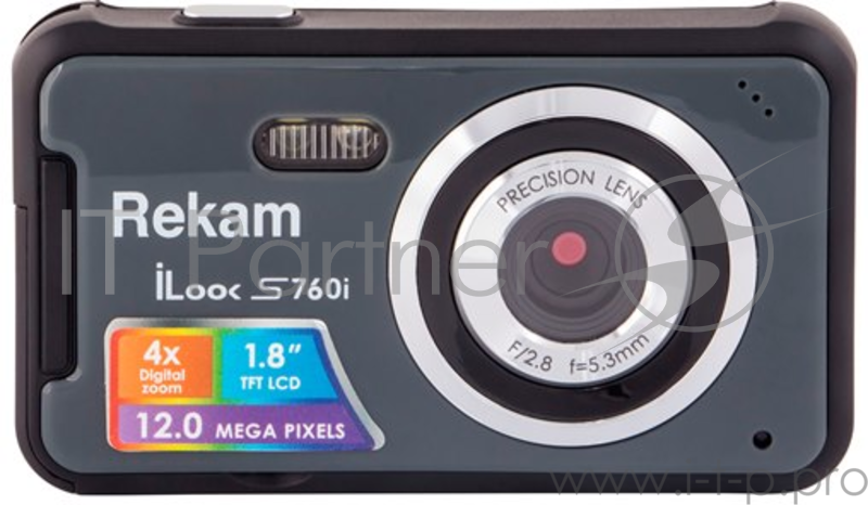 Фотоаппарат Rekam iLook S760i темно-серый 12Mpix 1.8 SD/MMC CMOS IS el/AAA
