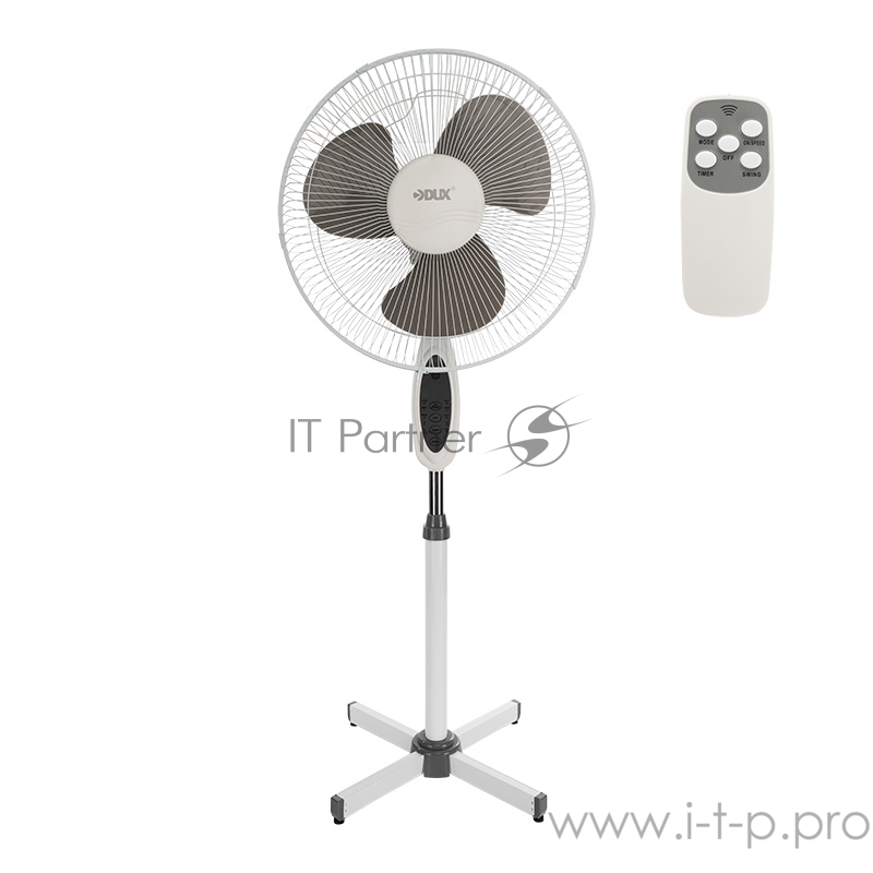 Вентилятор напольный DUX DX-1601R с пультом и таймером, 40 Вт, 220V, цвет белый/серый