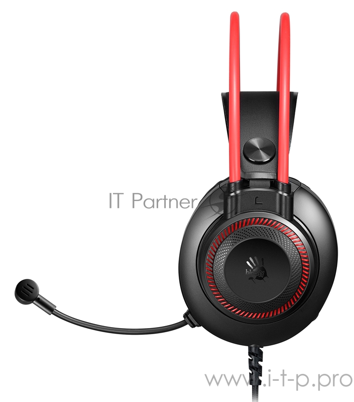 Наушники с микрофоном A4 Bloody G200S черный/красный 2м мониторные USB оголовье (G200S USB/ BLACK +RED)