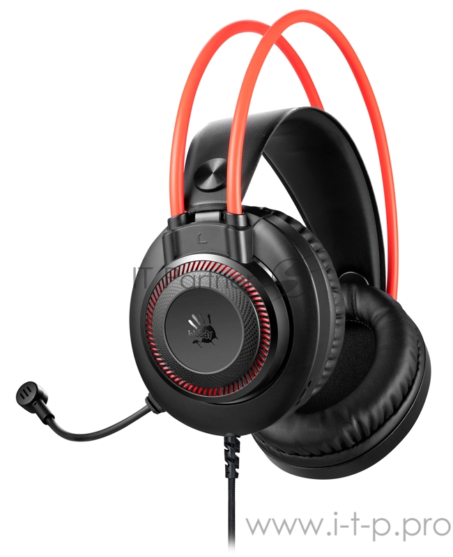 Наушники с микрофоном A4 Bloody G200S черный/красный 2м мониторные USB оголовье (G200S USB/ BLACK +RED)