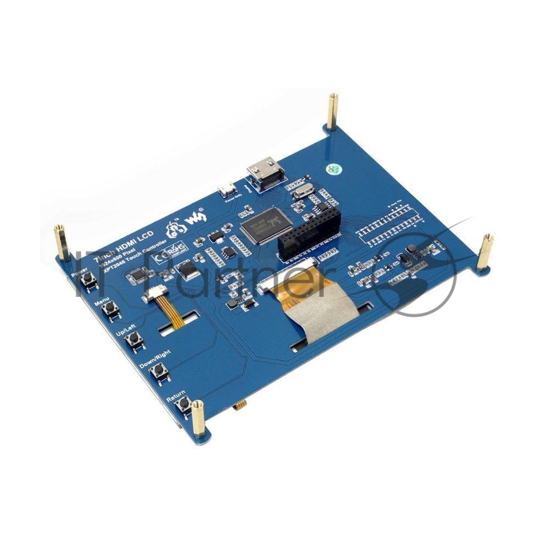 ACD18-RA418 Waveshare 7 резистивный сенсорный дисплей без корпуса, 1024*600 IPS матрица, вход HDMI, питание по USB, для Raspberry Pi 3