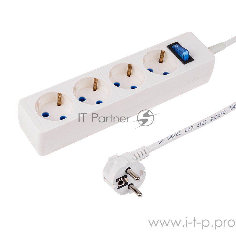 Сетевой фильтр PROconnect STANDARD 4 гнезда, 3 м, 3х0.75 мм², с/з, белый