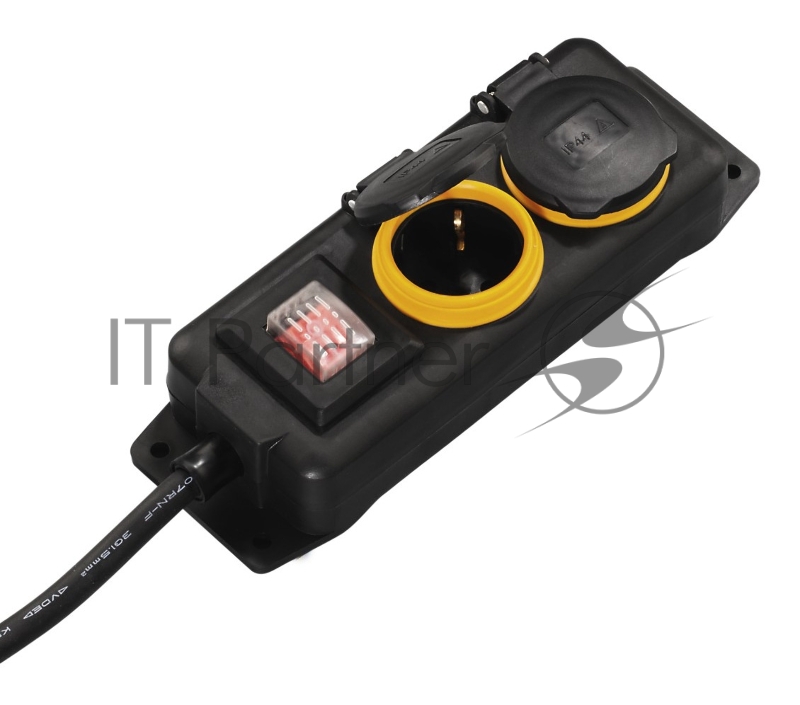 Сетевой удлинитель Hama H-137282 2м (2 розетки) черный (пакет ПЭ)