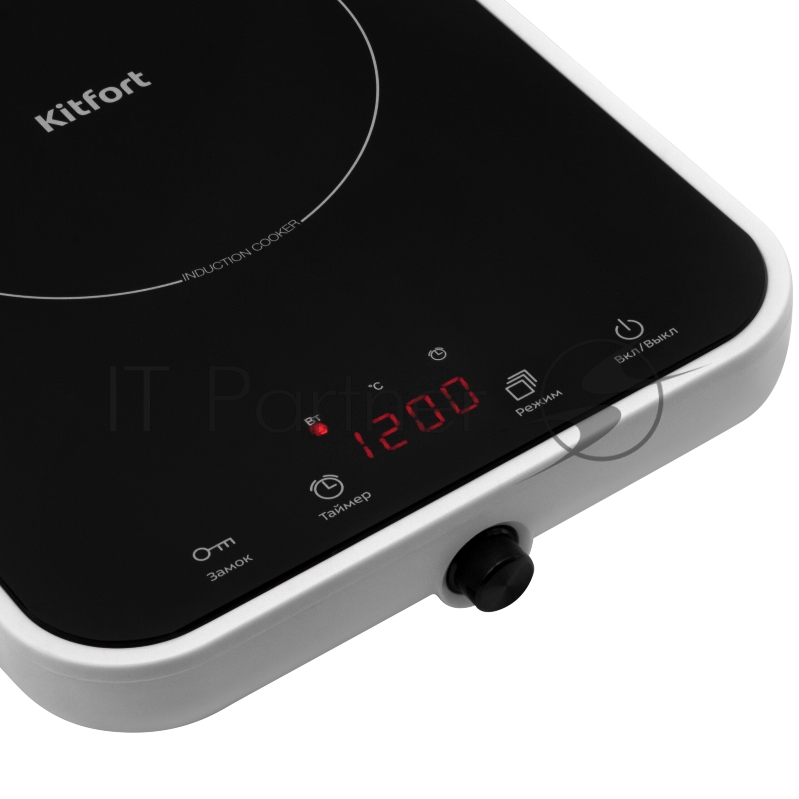 Плита Электрическая Kitfort КТ-135 черный/белый стеклокерамика (настольная)