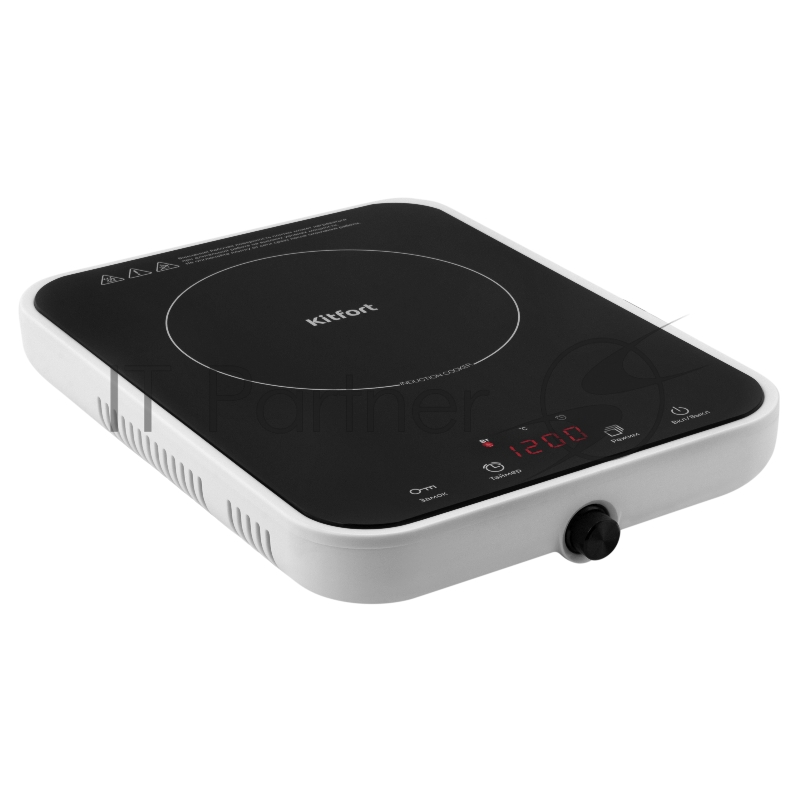 Плита Электрическая Kitfort КТ-135 черный/белый стеклокерамика (настольная)