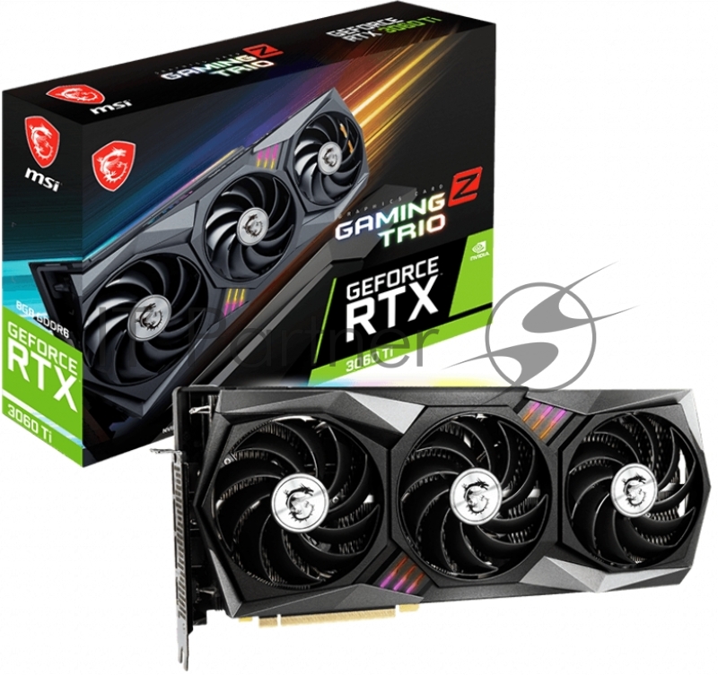 Видеокарта MSI PCI-E 4.0 RTX 3060 Ti GAMING Z TRIO 8G LHR NVIDIA GeForce RTX 3060Ti 8192Mb 256 GDDR6 1845/14000/HDMIx1/DPx3/HDCP Ret