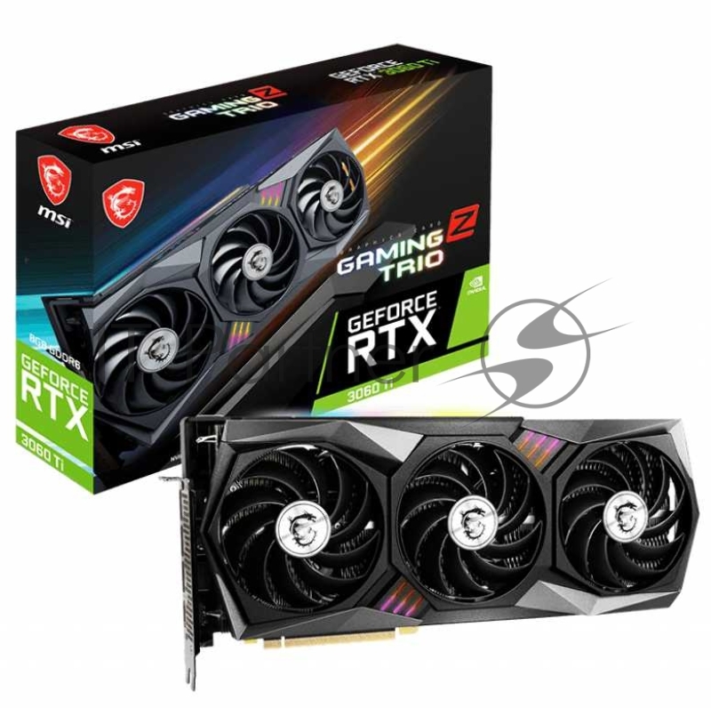 Видеокарта MSI PCI-E 4.0 RTX 3060 Ti GAMING Z TRIO 8G LHR NVIDIA GeForce RTX 3060Ti 8192Mb 256 GDDR6 1845/14000/HDMIx1/DPx3/HDCP Ret