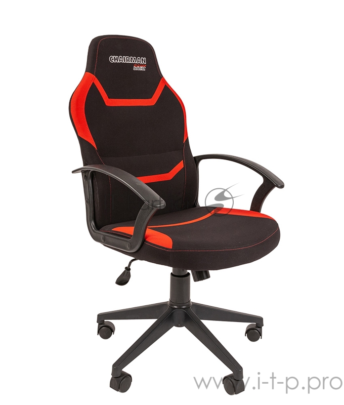 Игровое кресло Chairman game 9 чёрное/красное (ткань, пластик, газпатрон 3 кл, ролики, механизм качания)