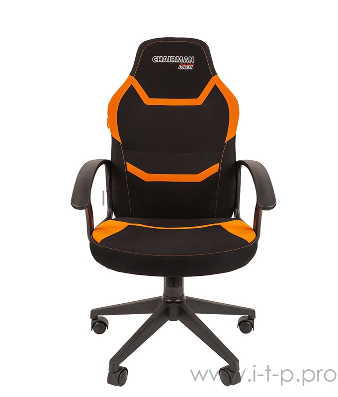 Игровое кресло Chairman game 9 чёрное/оранжевое (ткань, пластик, газпатрон 3 кл, ролики, механизм качания)
