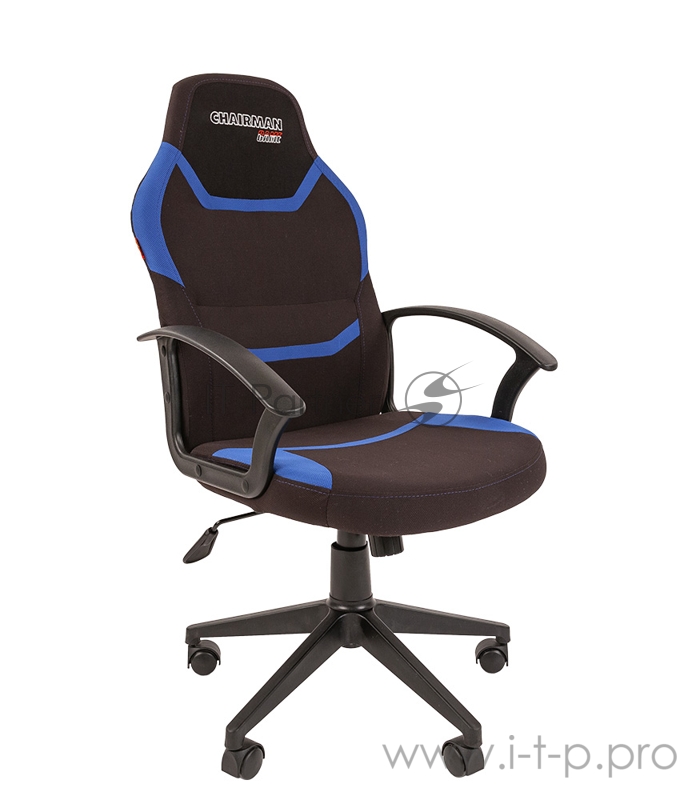 Игровое кресло Chairman game 9 чёрное/синее (ткань, пластик, газпатрон 3 кл, ролики, механизм качания)