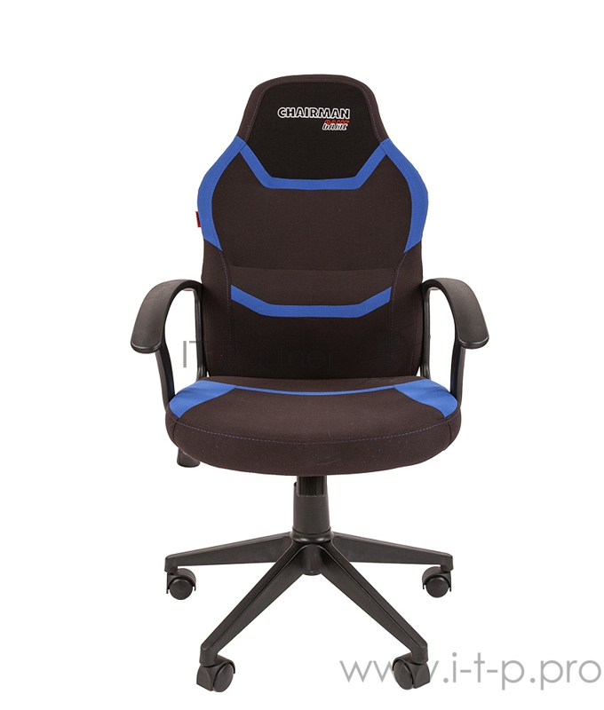 Игровое кресло Chairman game 9 чёрное/синее (ткань, пластик, газпатрон 3 кл, ролики, механизм качания)