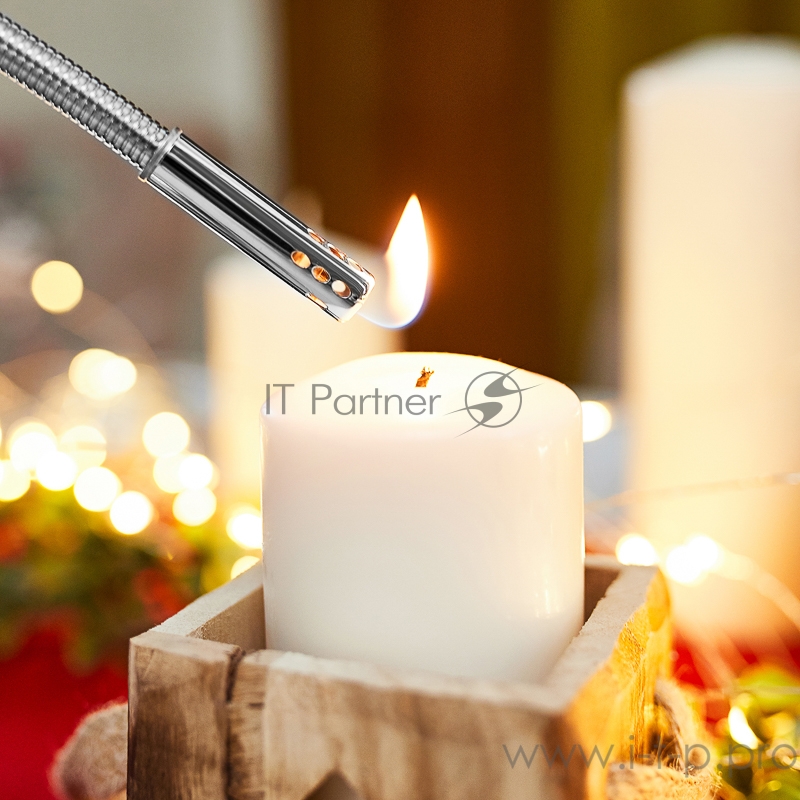 Бытовая газовая пьезозажигалка с классическим пламенем многоразовая (1 шт.) зеленая СК-302W с гибким стержнем СОКОЛ