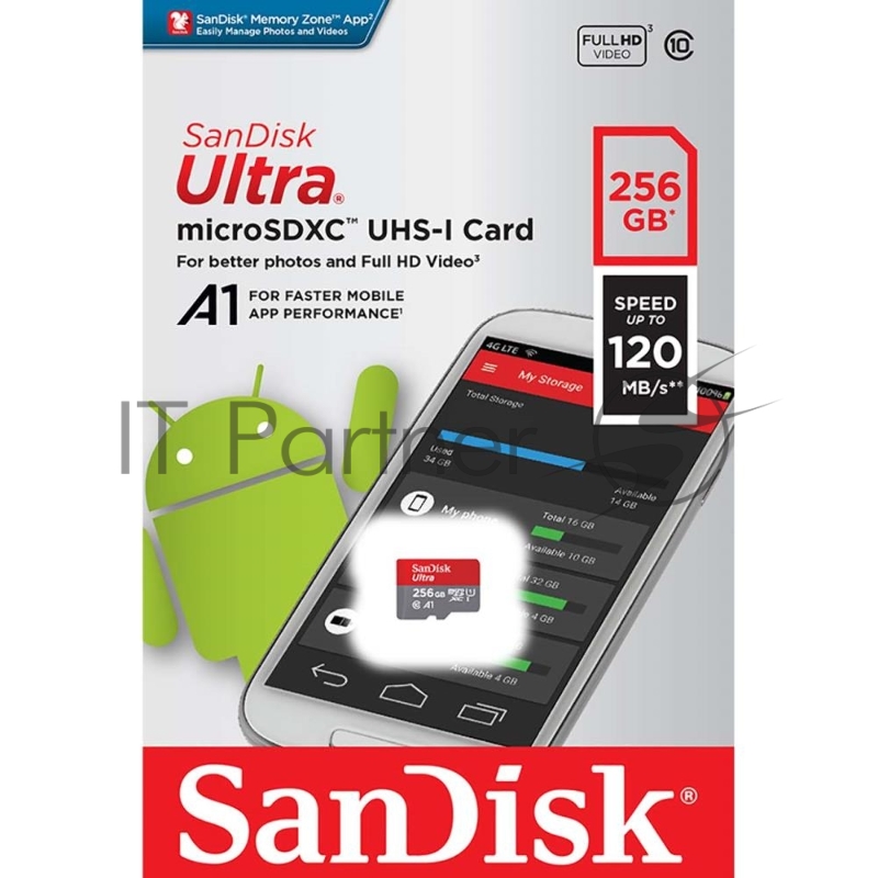 Карта памяти MICRO SDXC 256GB UHS-I SANDISK SDSQUA4-256G-GN6MN