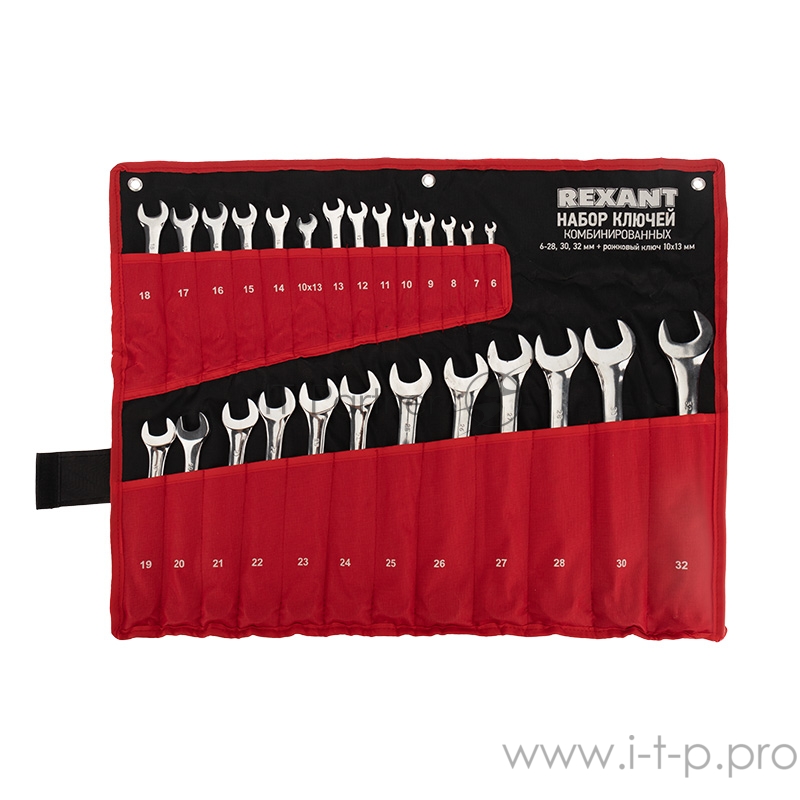 Набор ключей комбинированных REXANT 6х32 мм, 26 шт., CrV, полированный хром