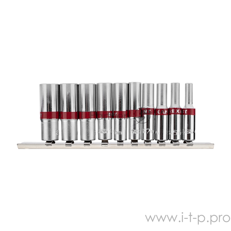 Набор удлиненных торцевых головок REXANT 1/4, шестигранные, CrV, 10 шт., 4-13 мм