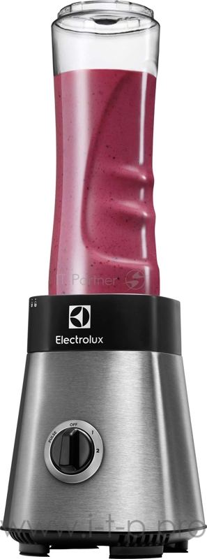 Блендер Electrolux ESB2700, настольный, мощность 330 Вт, съемный нож из нерж. стали с 4мя лезвиями, колбы из Tritan 0,6 л. с крышками - 2 шт, цвет нержавеющая сталь/черный