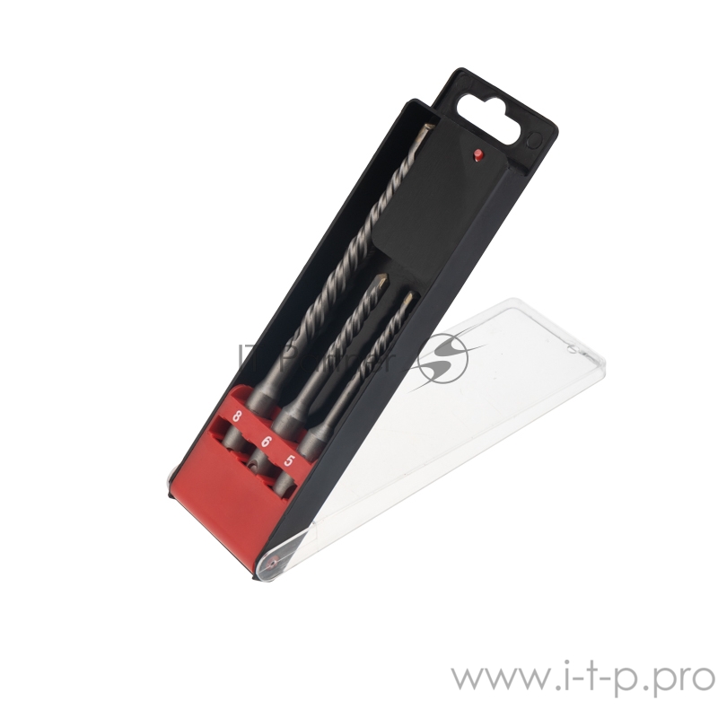 Набор буров по бетону 5х110, 6х110, 8х160 мм, 3 шт., в пластиковой коробке SDS PLUS Kranz