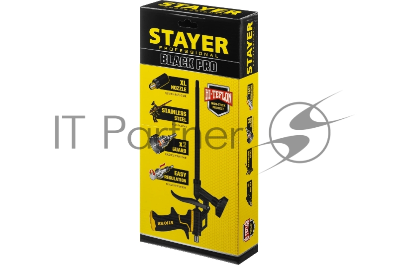 Пистолет для монтажной пены Stayer BLACK PRO метал корпус тефлоновое покрытие 06862_z02