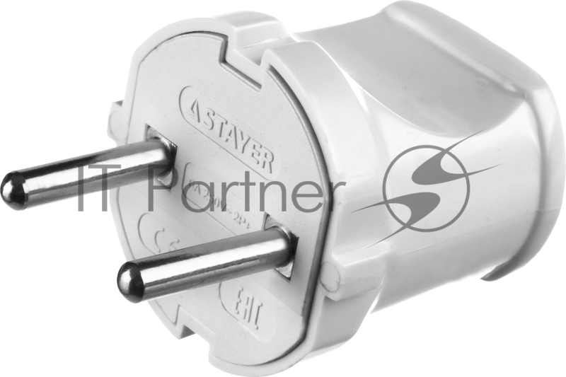 Вилка Stayer MASTER электрическая, 6А/220В, белая 55150-W