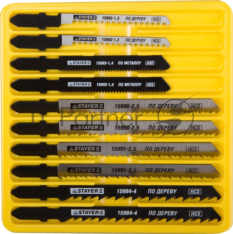 Набор полотен STAYER МАСТЕР №2 по дереву и металлу для эл/лобзика, EU, T144D, T101B, T101BR, T101AO, T118A, 10шт 15981-H10-2