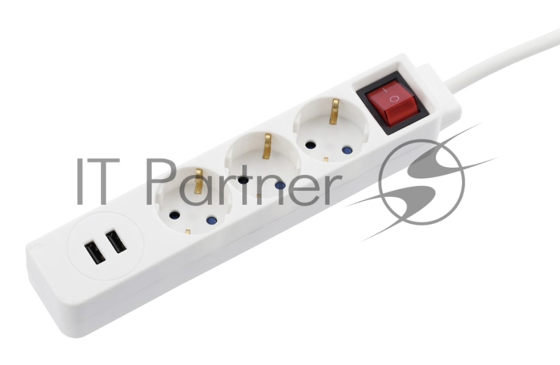 Сетевой удлинитель Hama H-137352 1.4м (3 розетки) белый (коробка)