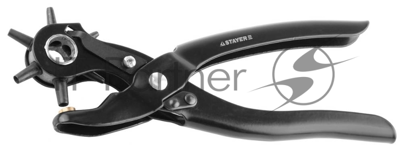 Дырокол STAYER STANDARD револьверный для кожи, 6-в-1, 2-4,5мм