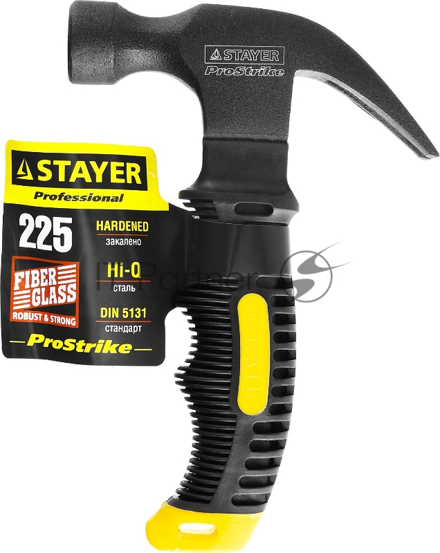 Молоток-гвоздодёр столярный STAYER COMPACT 2026-225 225 г укороченный с фиберглассовой рукояткой
