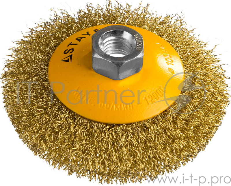 Кордщетка STAYER PROFESSIONAL 35133-100 коническая М14 витая латунь/сталь 0.3мм d100мм
