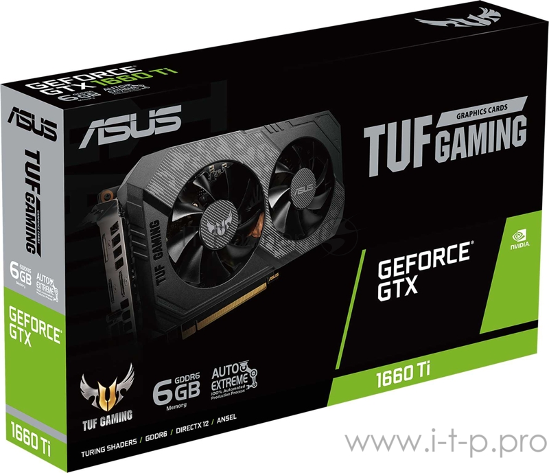 Видеокарта Asus PCI-E TUF-GTX1660TI-6G-EVO-GAMING NVIDIA GeForce GTX 1660TI 6144Mb 192 GDDR6 1770/12002 DVIx1/HDMIx2/DPx1/HDCP Ret