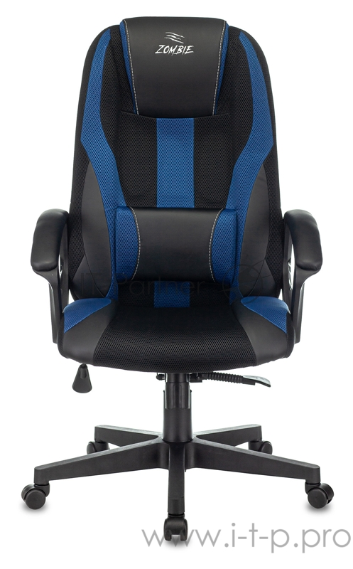 Кресло игровое Zombie 9 черный/синий искусст.кожа/ткань крестовина пластик