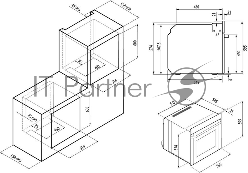 Духовой шкаф Электрический Krona ESSENZA 60 S черный