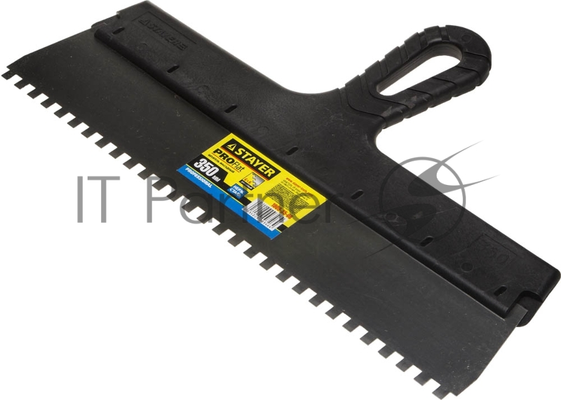 Шпатель STAYER нержавеющий зубчатый с пластмассовой ручкой, 350мм, зуб 6x6мм 1009-35-06