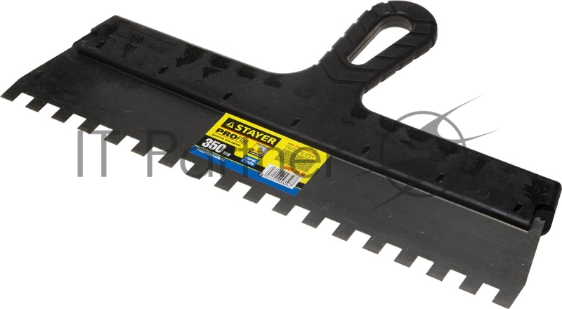 Шпатель STAYER нержавеющий зубчатый с пластмассовой ручкой, 350мм, зуб 10x10мм 1009-35-10